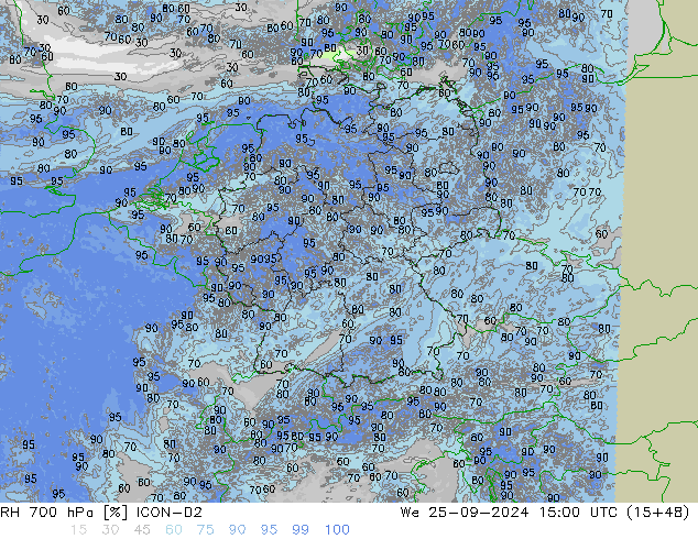 RH 700 hPa ICON-D2 mer 25.09.2024 15 UTC