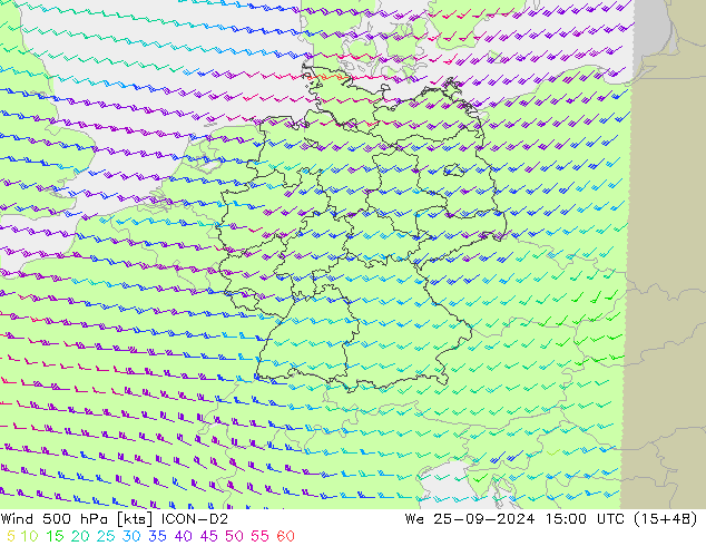 Wind 500 hPa ICON-D2 St 25.09.2024 15 UTC