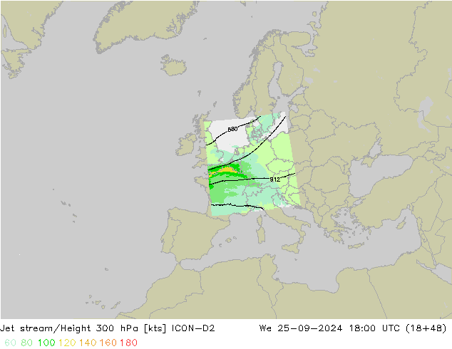 Jet Akımları ICON-D2 Çar 25.09.2024 18 UTC