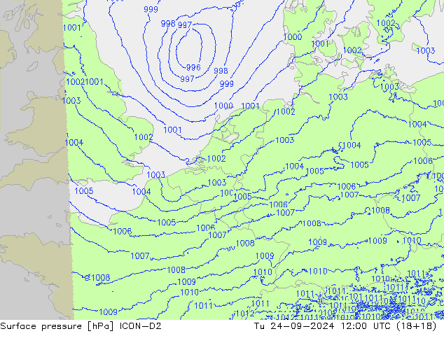 pression de l'air ICON-D2 mar 24.09.2024 12 UTC