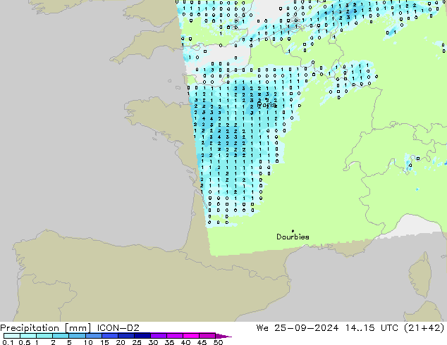 opad ICON-D2 śro. 25.09.2024 15 UTC