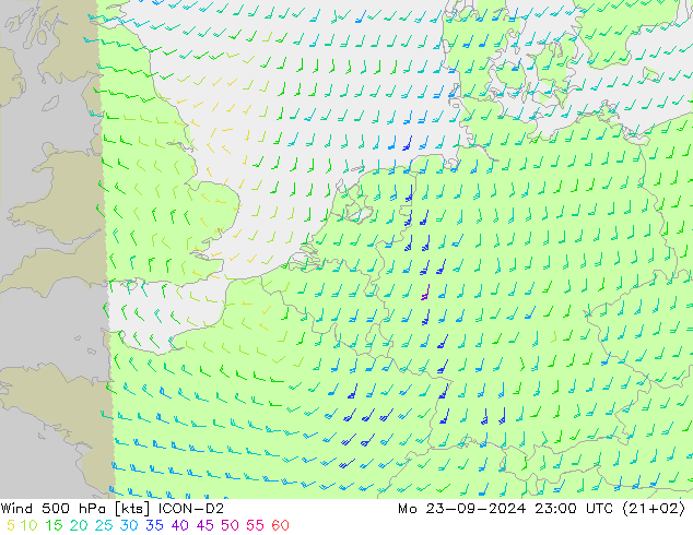  500 hPa ICON-D2  23.09.2024 23 UTC