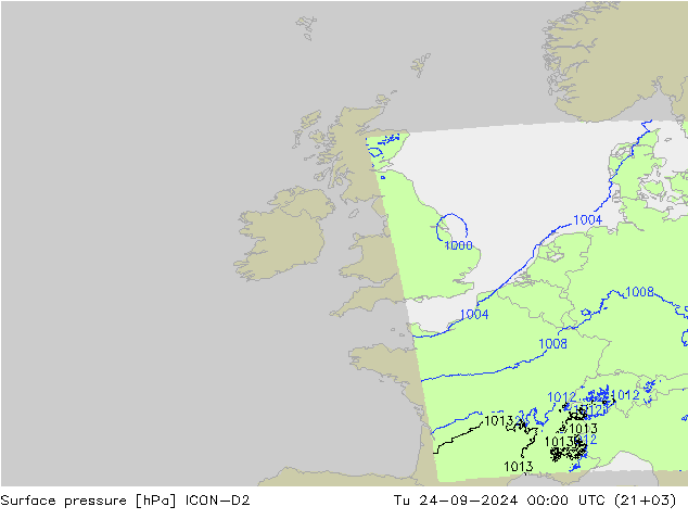 Yer basıncı ICON-D2 Sa 24.09.2024 00 UTC