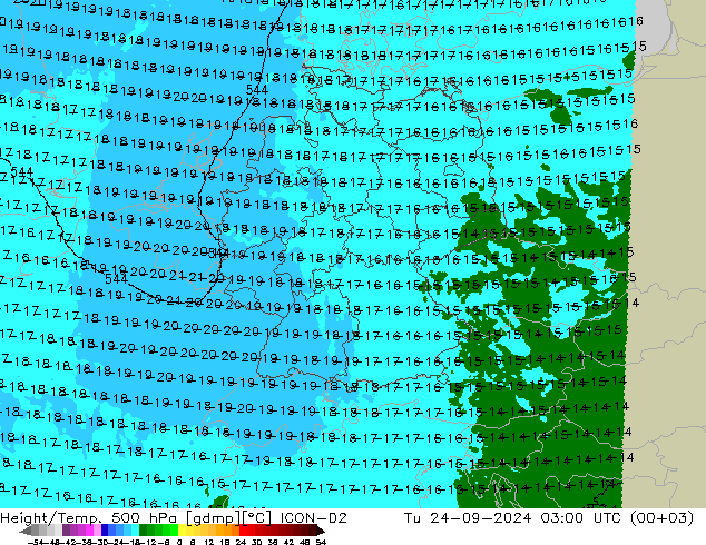 Height/Temp. 500 гПа ICON-D2 вт 24.09.2024 03 UTC