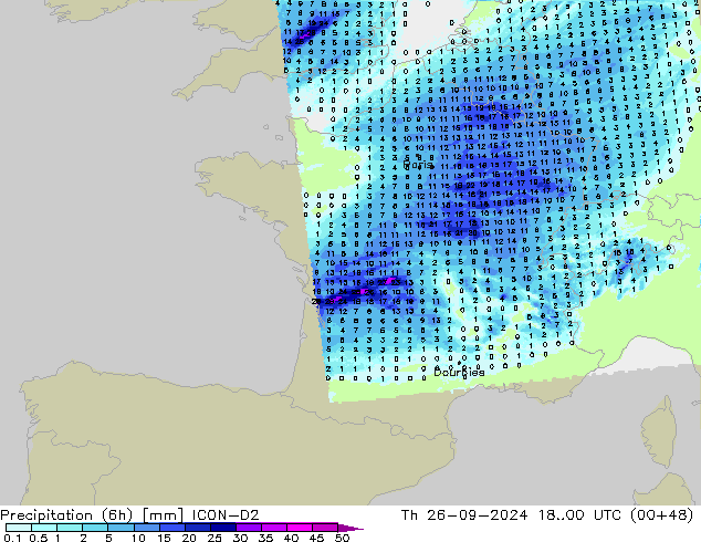 Precipitação (6h) ICON-D2 Qui 26.09.2024 00 UTC