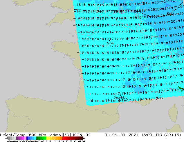 Height/Temp. 500 hPa ICON-D2 Tu 24.09.2024 15 UTC