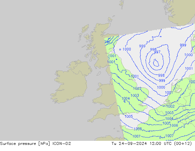 Atmosférický tlak ICON-D2 Út 24.09.2024 12 UTC