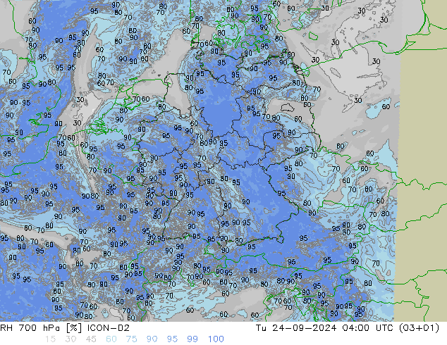 700 hPa Nispi Nem ICON-D2 Sa 24.09.2024 04 UTC