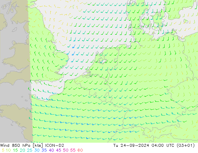 Wind 850 hPa ICON-D2 Tu 24.09.2024 04 UTC