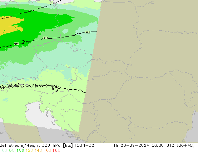 Jet stream/Height 300 hPa ICON-D2 Th 26.09.2024 06 UTC