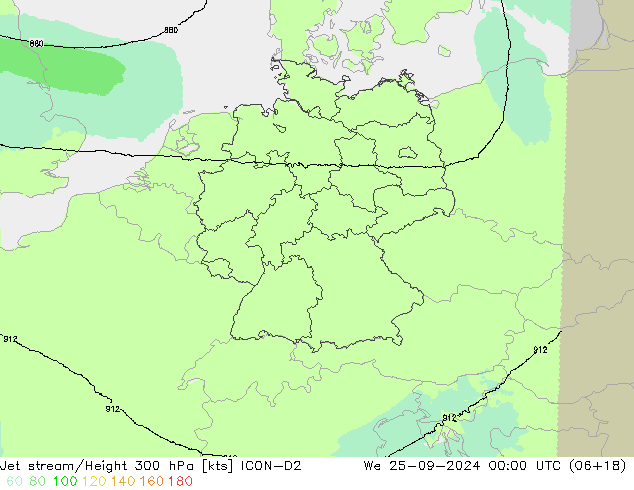 Corrente a getto ICON-D2 mer 25.09.2024 00 UTC