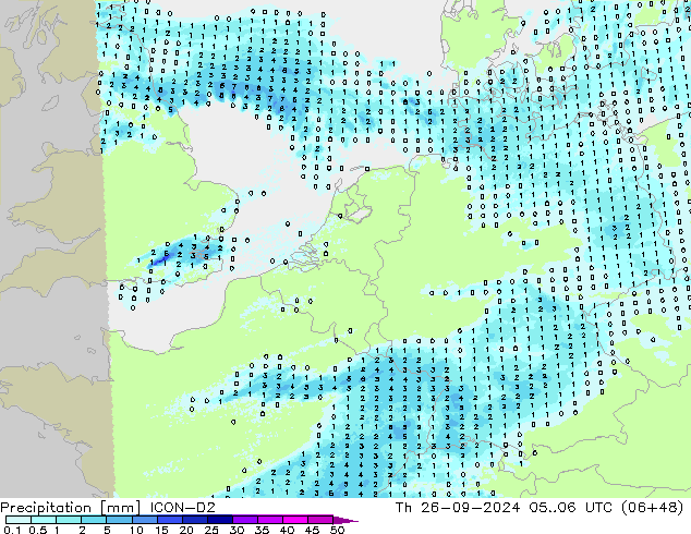 Precipitación ICON-D2 jue 26.09.2024 06 UTC