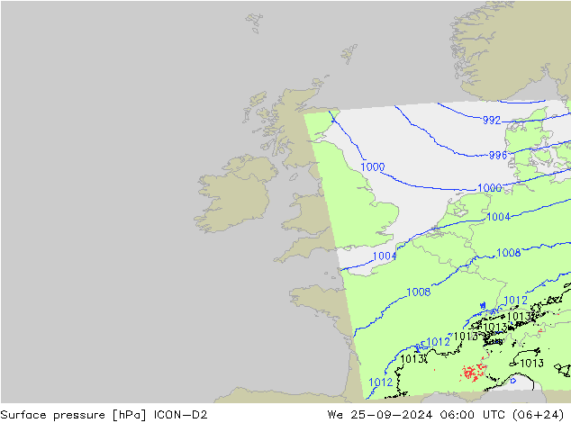 приземное давление ICON-D2 ср 25.09.2024 06 UTC