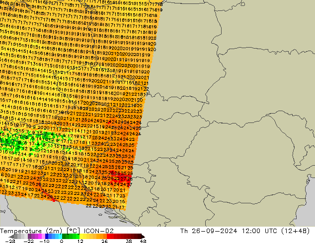 Sıcaklık Haritası (2m) ICON-D2 Per 26.09.2024 12 UTC