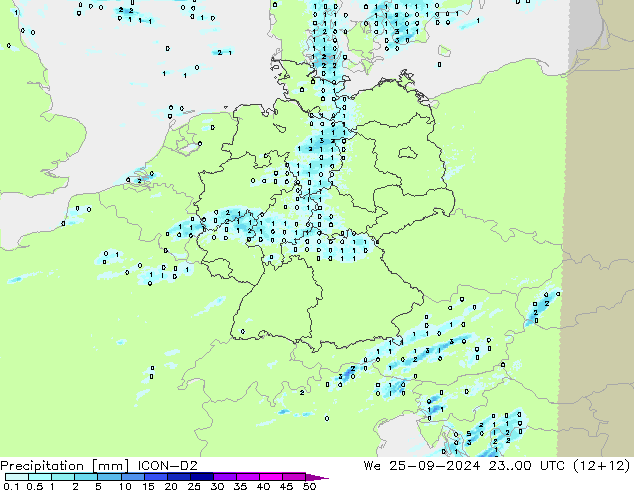 Precipitation ICON-D2 We 25.09.2024 00 UTC