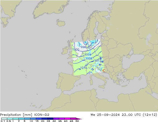 Precipitation ICON-D2 We 25.09.2024 00 UTC