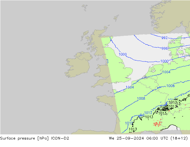 pression de l'air ICON-D2 mer 25.09.2024 06 UTC