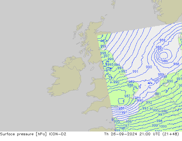 Luchtdruk (Grond) ICON-D2 do 26.09.2024 21 UTC
