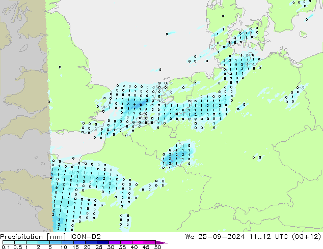 Yağış ICON-D2 Çar 25.09.2024 12 UTC