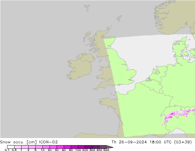 Totale sneeuw ICON-D2 do 26.09.2024 18 UTC