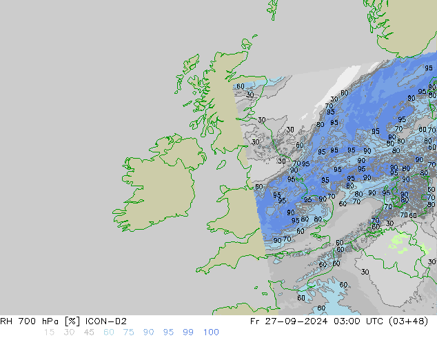 RH 700 hPa ICON-D2 pt. 27.09.2024 03 UTC