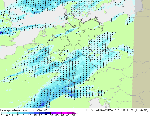 Precipitation ICON-D2 Th 26.09.2024 18 UTC