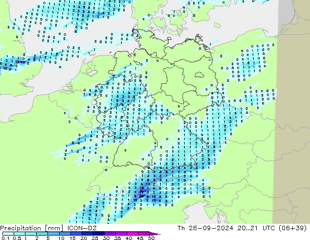 Precipitación ICON-D2 jue 26.09.2024 21 UTC