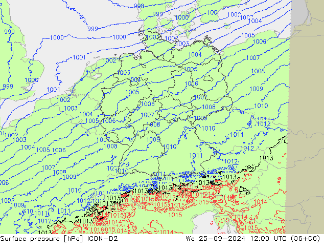 приземное давление ICON-D2 ср 25.09.2024 12 UTC