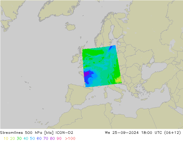 Streamlines 500 hPa ICON-D2 We 25.09.2024 18 UTC