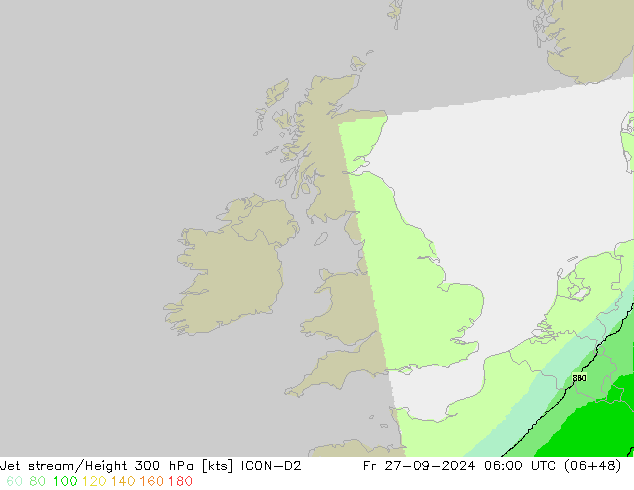 Jet stream/Height 300 hPa ICON-D2 Fr 27.09.2024 06 UTC