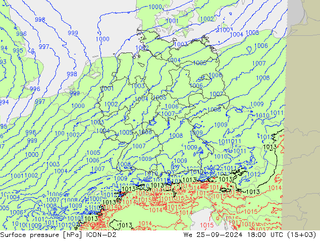 Yer basıncı ICON-D2 Çar 25.09.2024 18 UTC