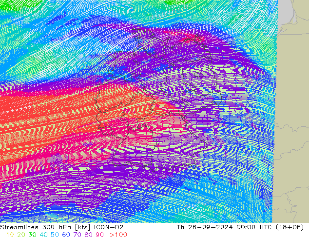 Stroomlijn 300 hPa ICON-D2 do 26.09.2024 00 UTC