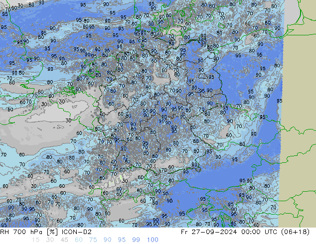 Humidité rel. 700 hPa ICON-D2 ven 27.09.2024 00 UTC