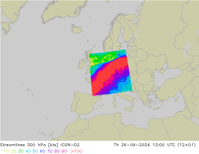 Streamlines 300 hPa ICON-D2 Th 26.09.2024 13 UTC