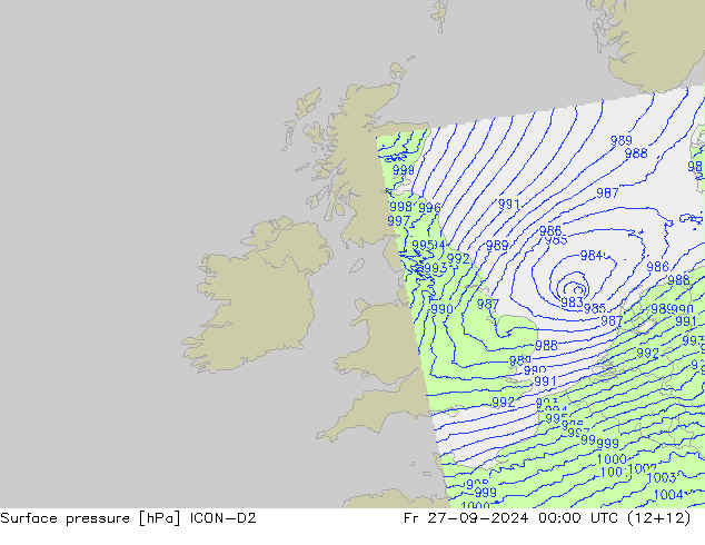 ciśnienie ICON-D2 pt. 27.09.2024 00 UTC