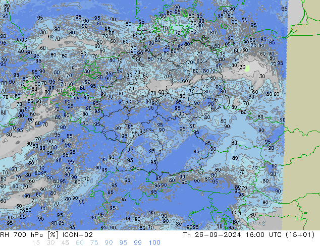 RH 700 гПа ICON-D2 чт 26.09.2024 16 UTC