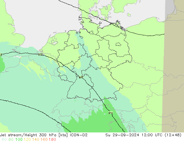 Straalstroom ICON-D2 zo 29.09.2024 12 UTC