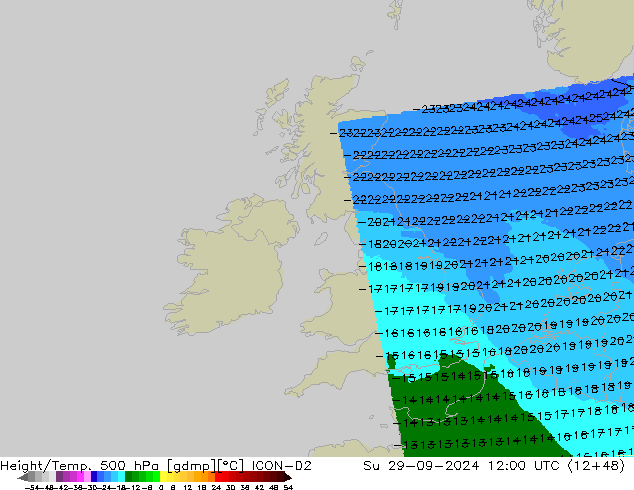 Height/Temp. 500 hPa ICON-D2 星期日 29.09.2024 12 UTC