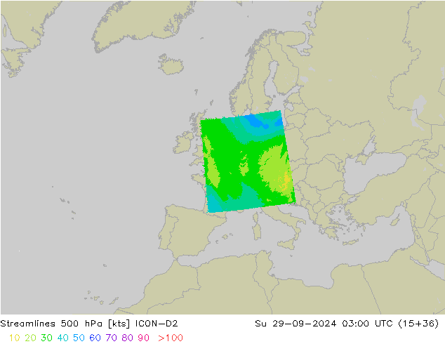 Stroomlijn 500 hPa ICON-D2 zo 29.09.2024 03 UTC