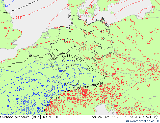 Luchtdruk (Grond) ICON-EU za 29.06.2024 12 UTC