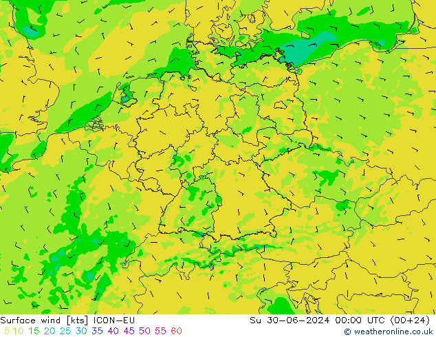 风 10 米 ICON-EU 星期日 30.06.2024 00 UTC