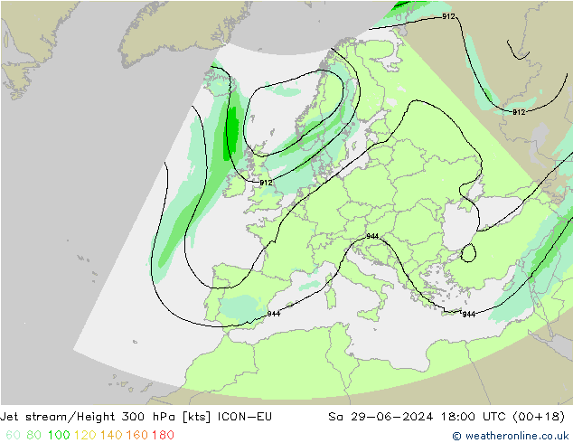 高速氣流 ICON-EU 星期六 29.06.2024 18 UTC