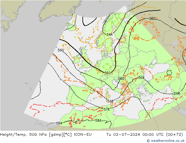 Hoogte/Temp. 500 hPa ICON-EU di 02.07.2024 00 UTC