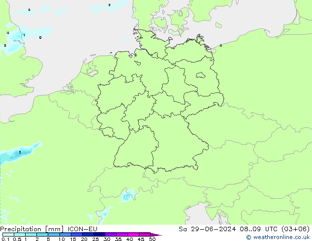 降水 ICON-EU 星期六 29.06.2024 09 UTC