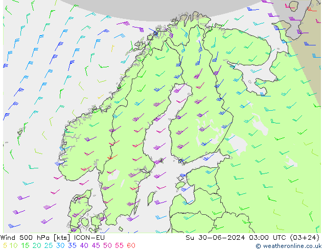 风 500 hPa ICON-EU 星期日 30.06.2024 03 UTC