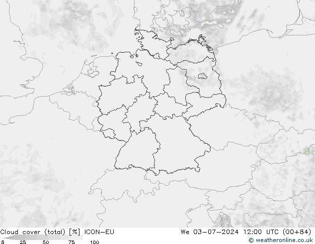 Bewolking (Totaal) ICON-EU wo 03.07.2024 12 UTC