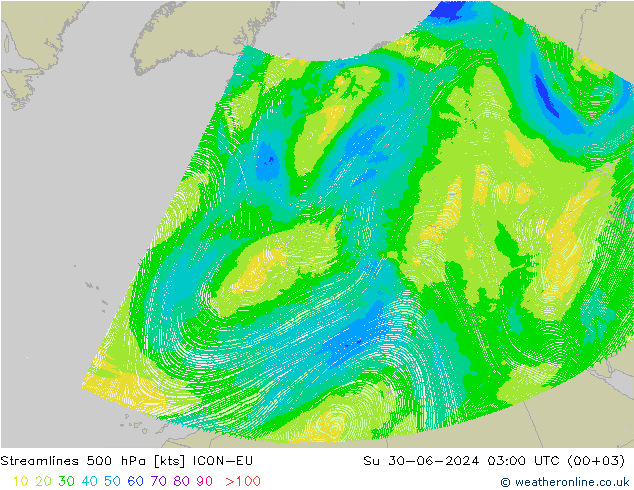 风 500 hPa ICON-EU 星期日 30.06.2024 03 UTC