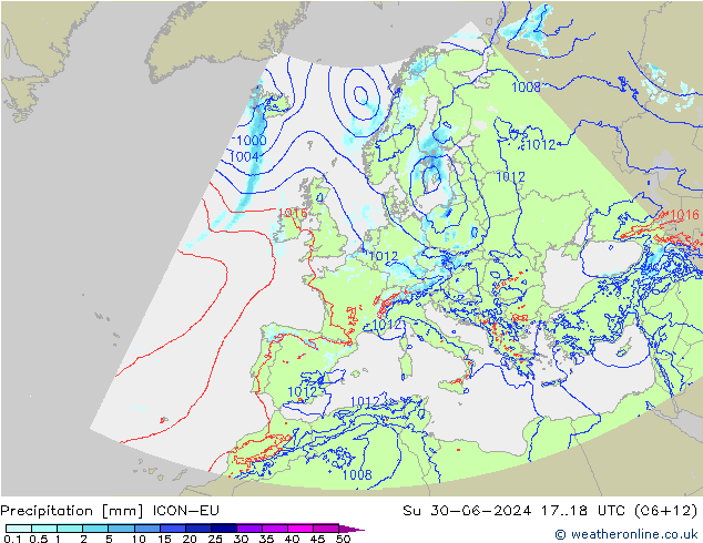 Neerslag ICON-EU zo 30.06.2024 18 UTC