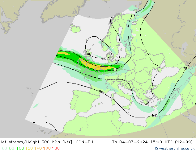 高速氣流 ICON-EU 星期四 04.07.2024 15 UTC