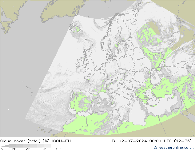 Bewolking (Totaal) ICON-EU di 02.07.2024 00 UTC